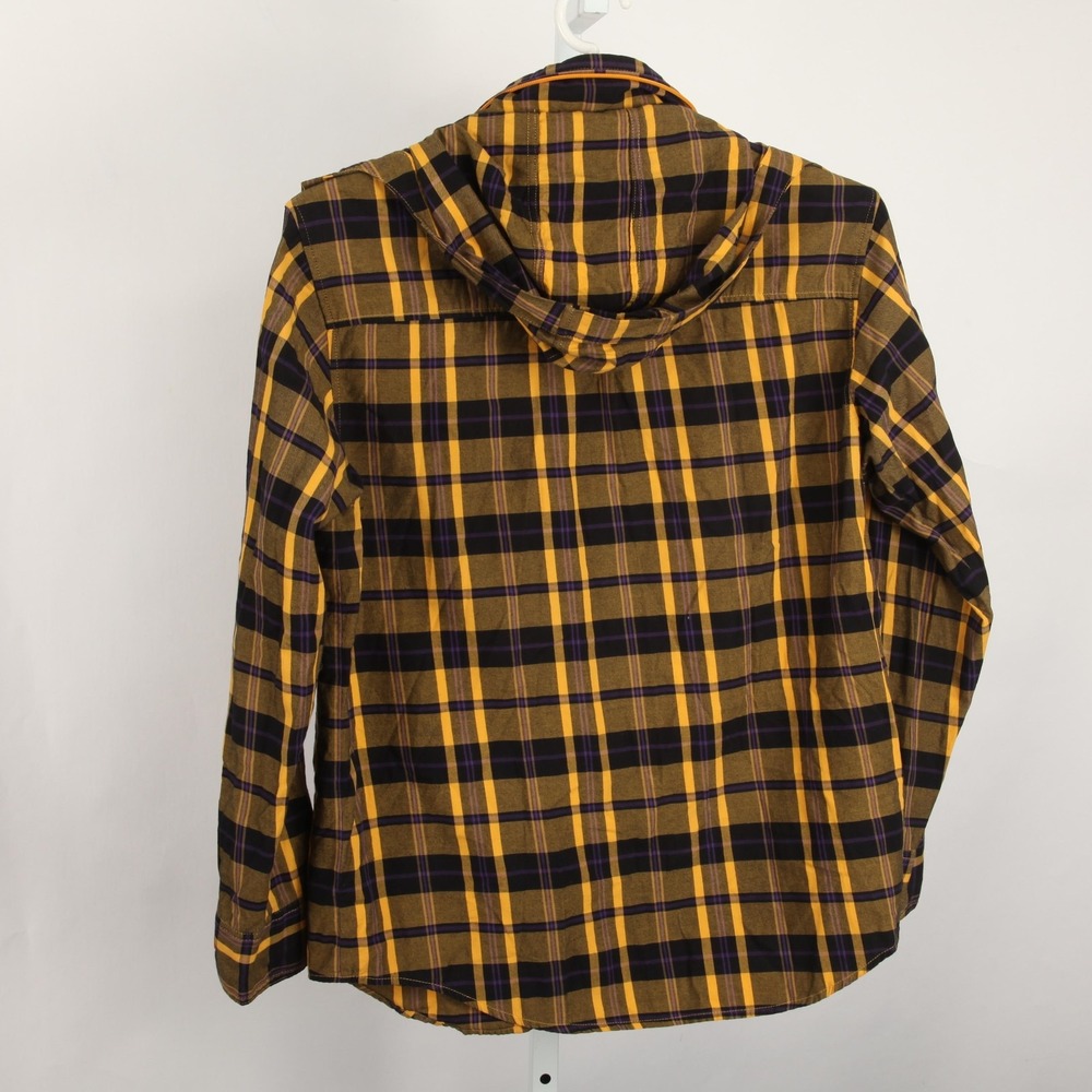 Nike 6.0 Shirt Mens Large Yellow Black Plaid Hooded Flannel Long Sleeve Casual - Picture 3 of 12